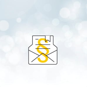 Stilistischer offener Brief, symbolisiert durch das Gesetz Symbol Recht für Nachweis.
